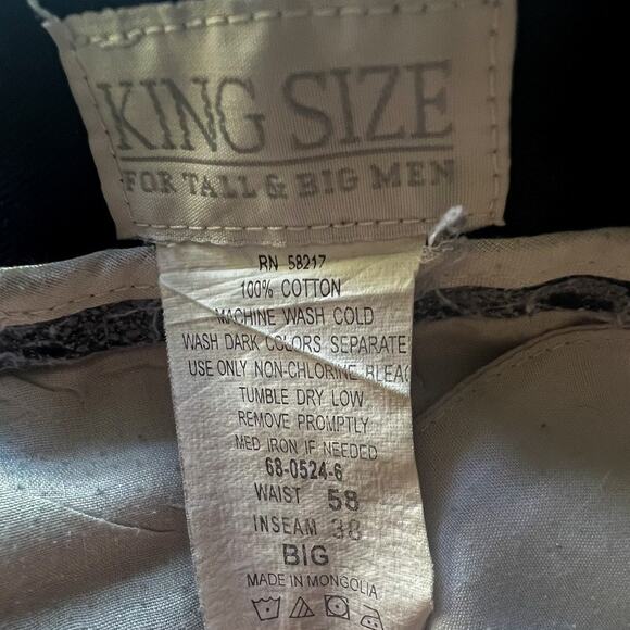 King Size "For Tall and Big Men" Vintage Pleated 90's Navy Khaki Pants 58/38. - Picture 5 of 8